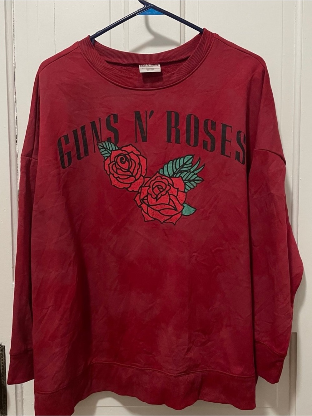 Womens  Red Tie Dye Guns N Roses Rocker Crewneck Sweatshirt Size 3XL